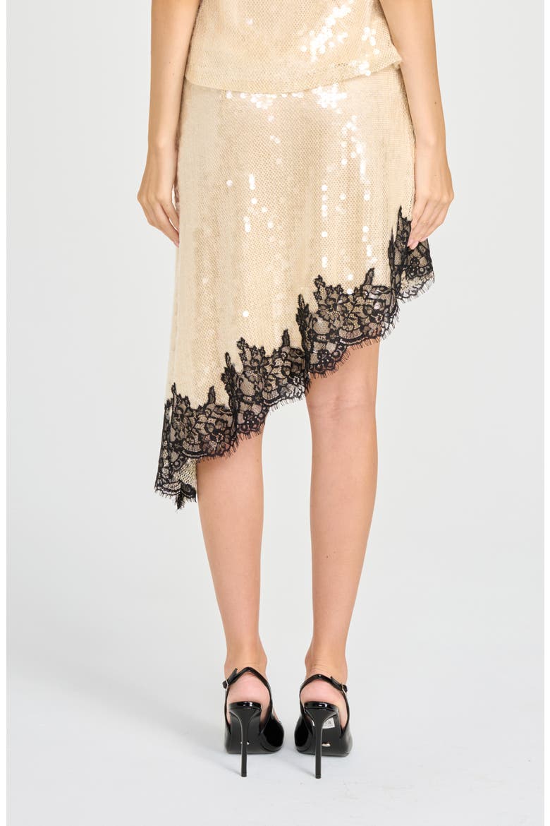 x Rose Lola Lucia Sequin & Lace Asymmetric Skirt, Alternate, color, CREAM