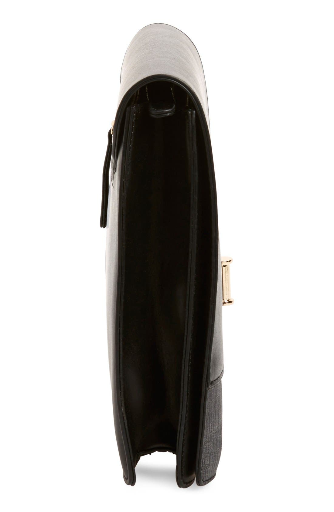 'Exotic' Boxy Flap Clutch, Alternate, color, BLACK