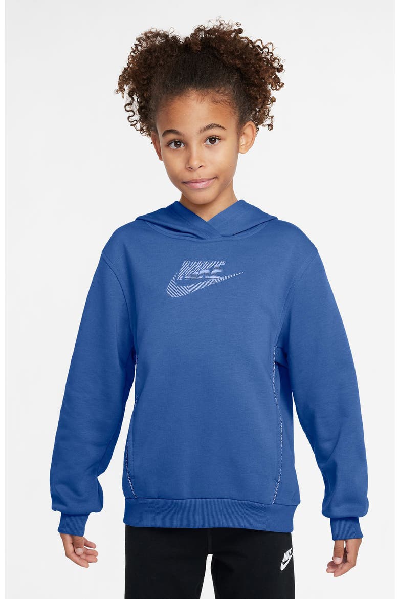 Kids' Cotton French Terry Hoodie, Main, color, COMET BLUE/ ALUMINUM