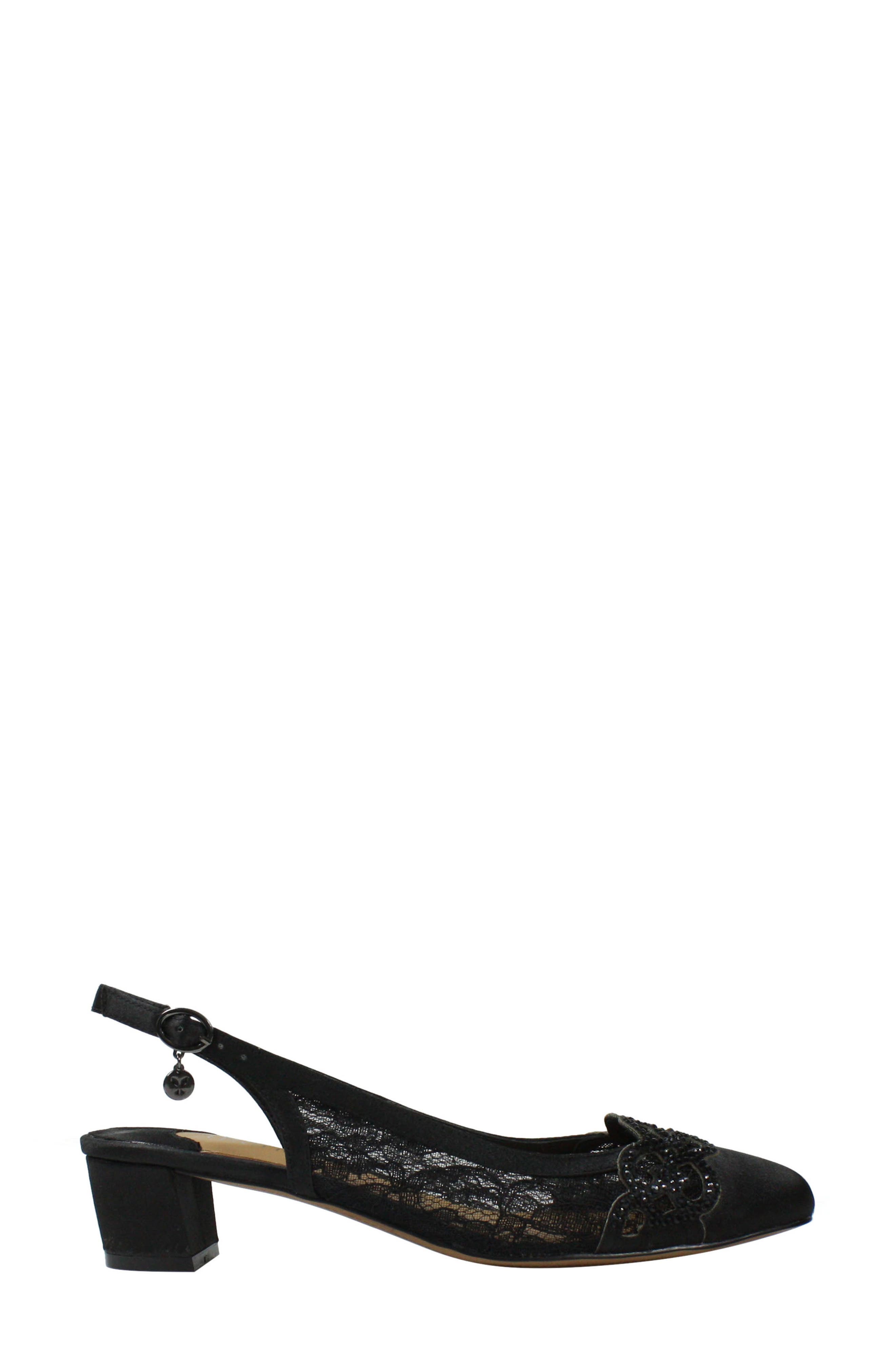 J. Reneé Faleece Crystal Embellished Slingback Pump, Alternate, color, Black Fabric