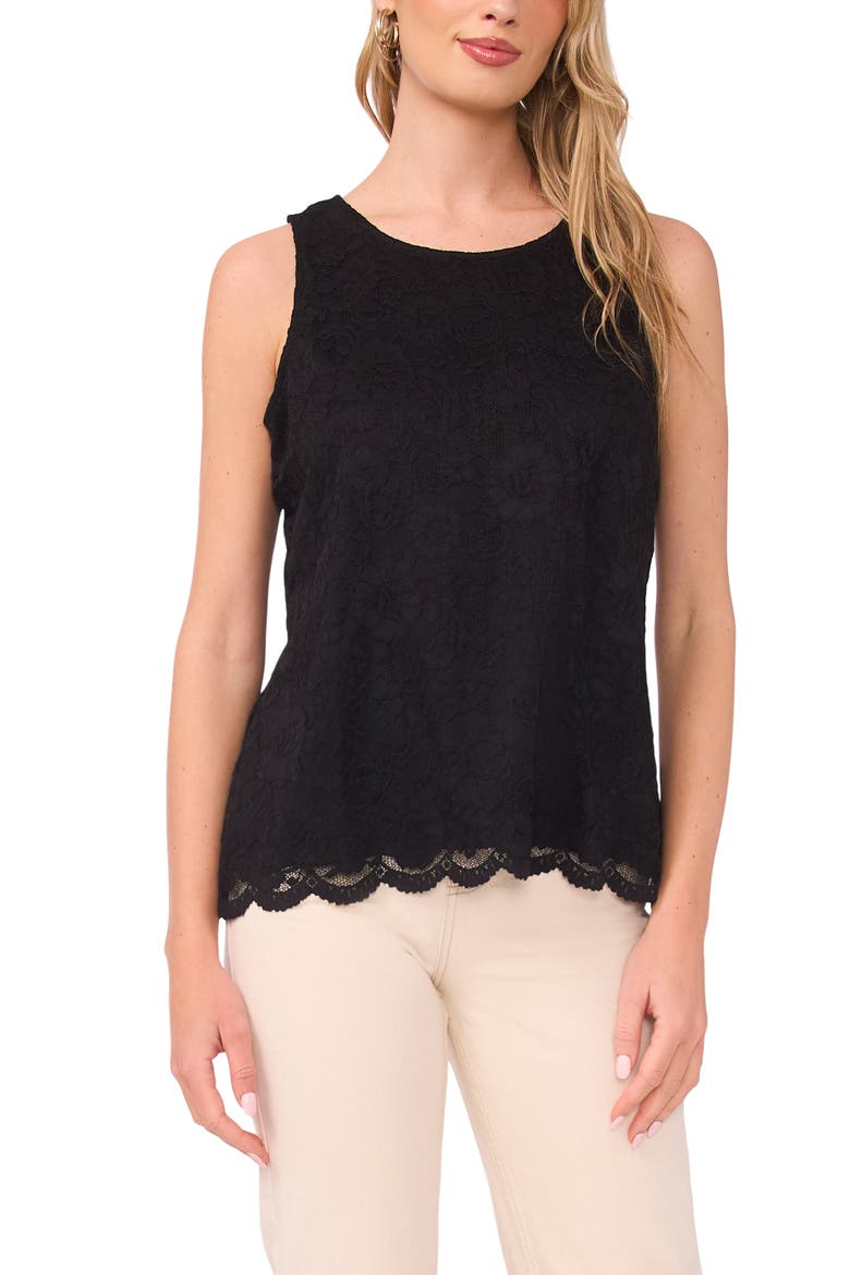Lace Sleeveless Top, Main, color, RICH BLACK