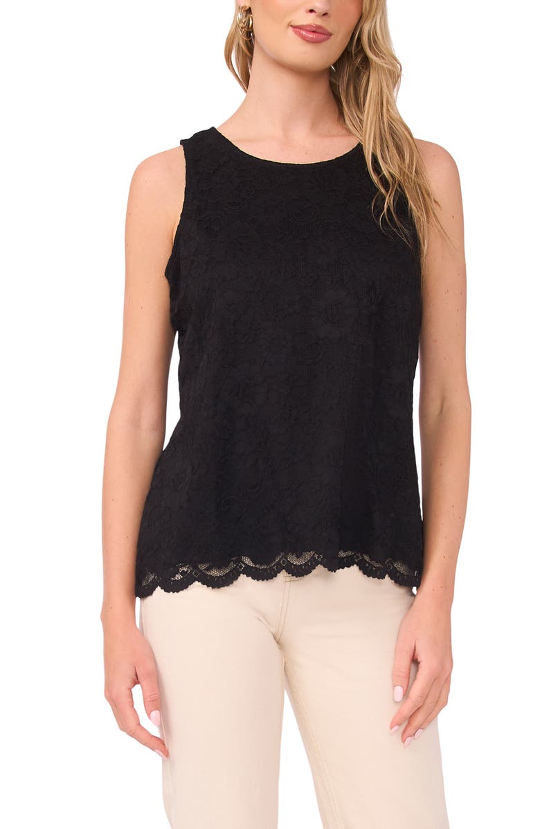 Vince Camuto Lace Sleeveless Top, Main, color, Rich Black