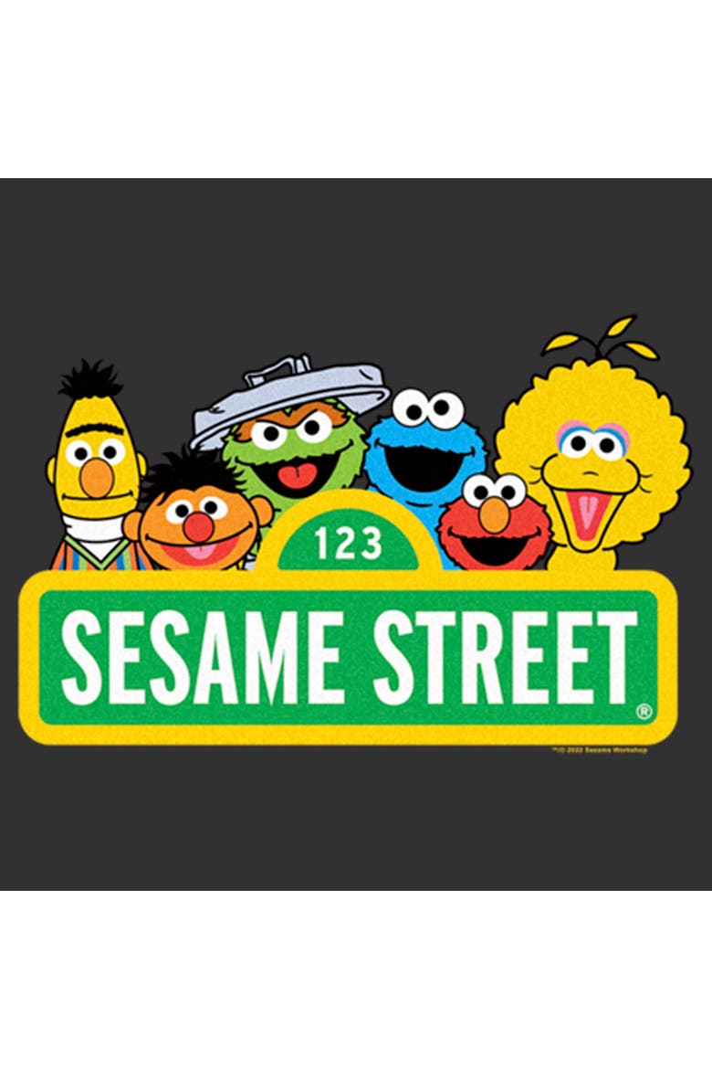 Men's Sesame Street Sign Classic Group Portrait  Graphic T-Shirt, Alternate, color, Charcoal Heather