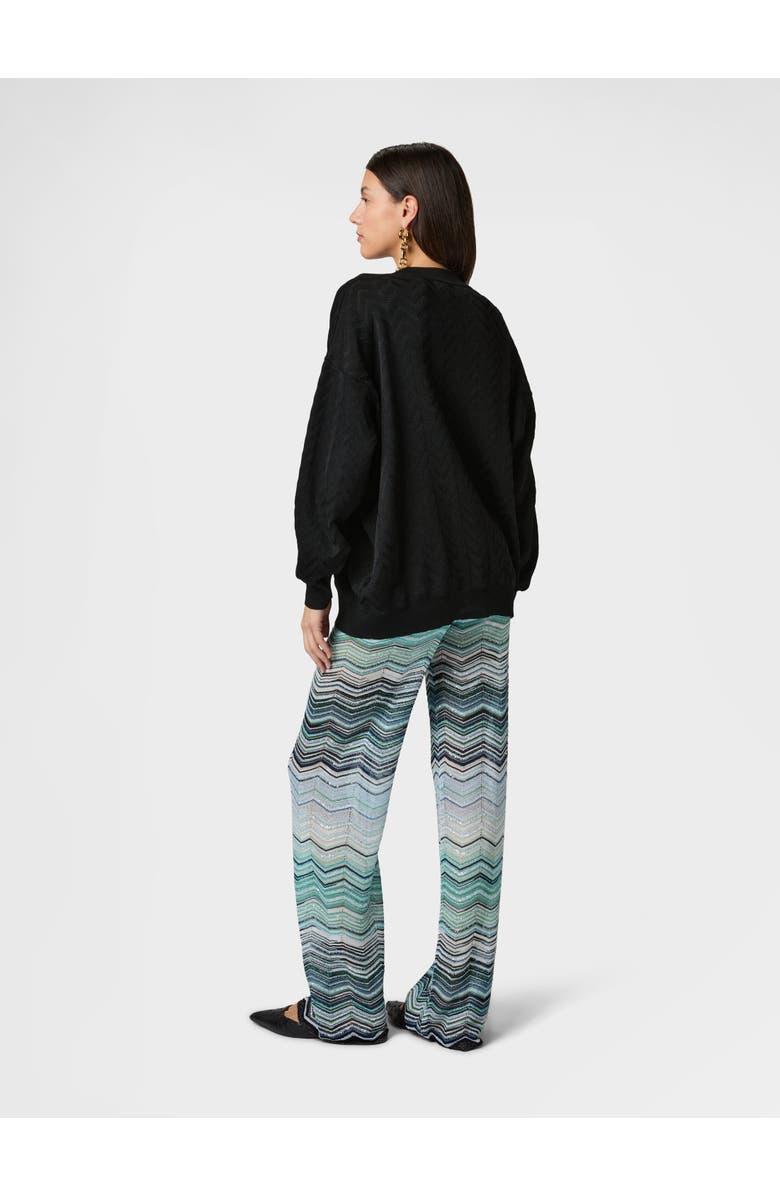 Missoni V-neck Pullover In Cotton And Viscose Chevron, Alternate, color, Black