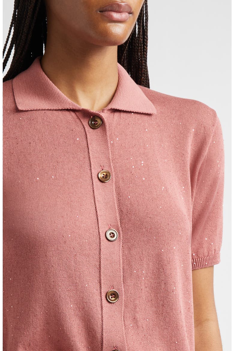 Micro Sequin Silk & Cotton Polo, Alternate, color, RASPBERRY