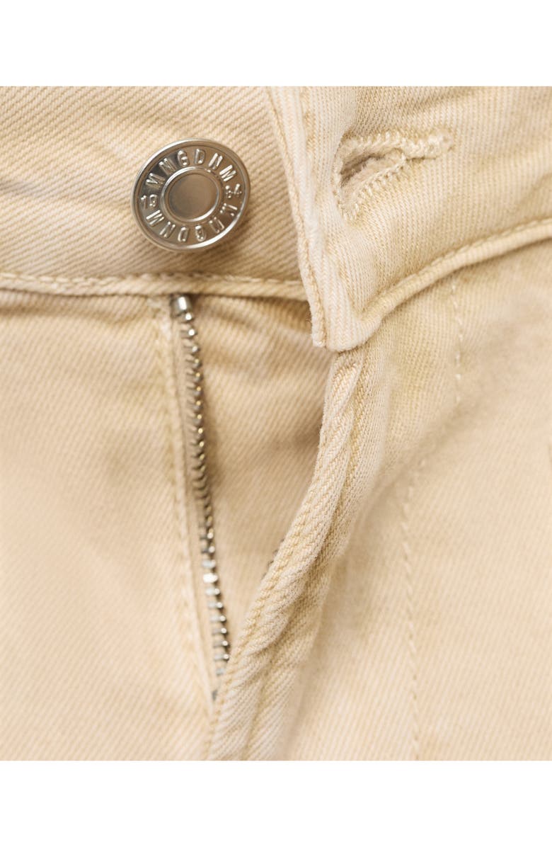 MANGO High Waist Patch Pocket Denim Shorts, Alternate, color, Sand