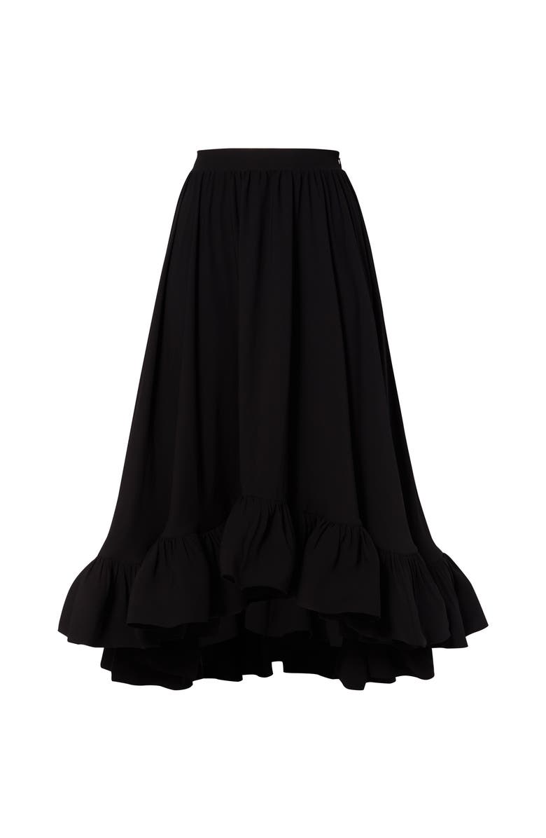 Malina Adriana Frilled Hem Midi Skirt, Alternate, color, Black
