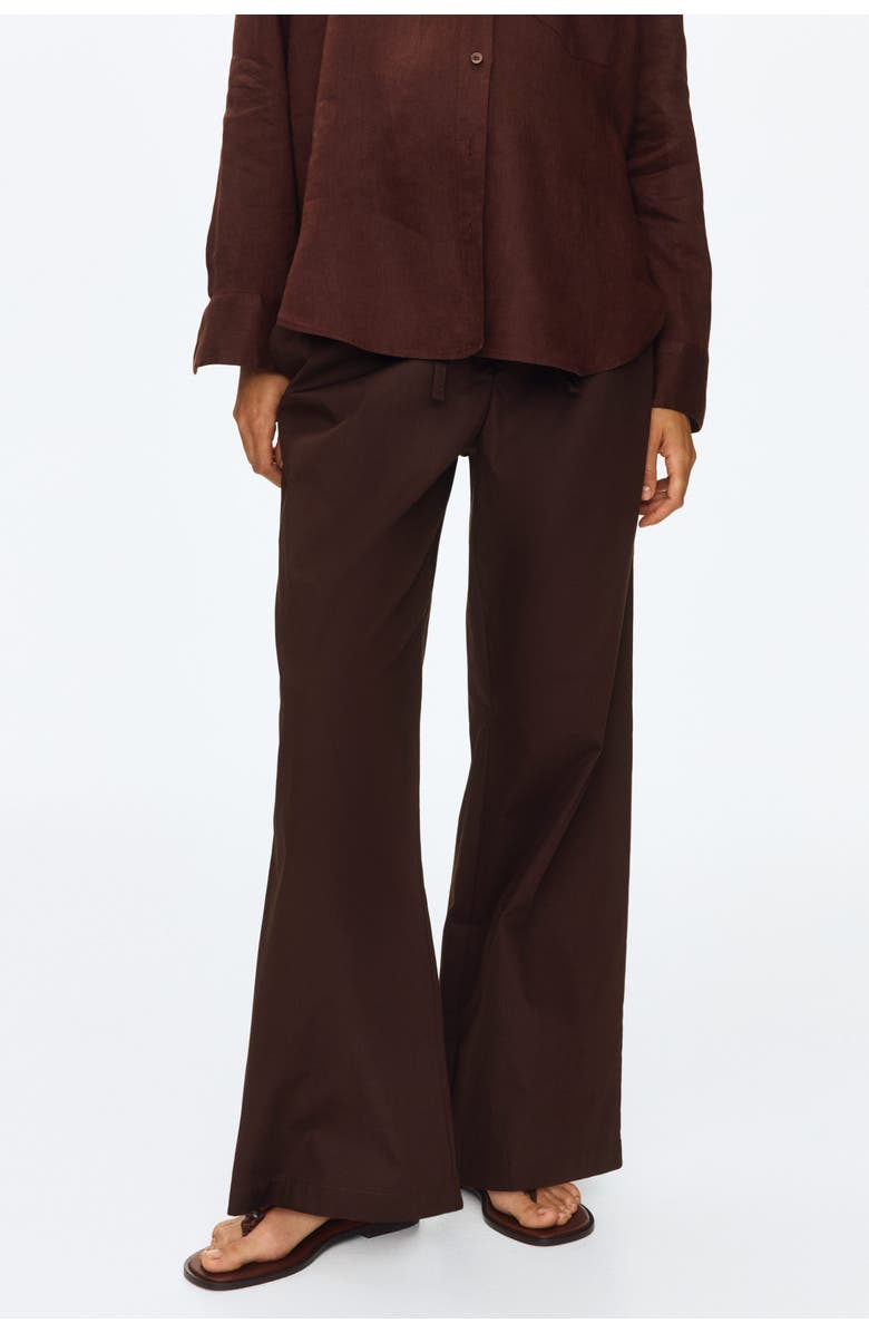 H&M Mama Cotton Drawstring Trousers, Alternate, color, Dark Brown