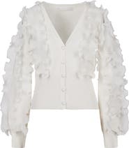 Anne Fontaine Women's Ciline Black Long Sleeve Ruffle Cardigan