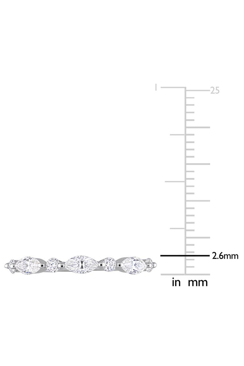 Moissanite Marquise Semi-Eternity Ring, Alternate, color, Sterling Silver