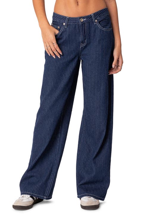 ★GENERAL IDEA★ WOMAN PINSTRIPE WIDE SLACKS [CHARCOAL] / WB Pinstripe Tailored Wide Leg Pant | Unison Label
