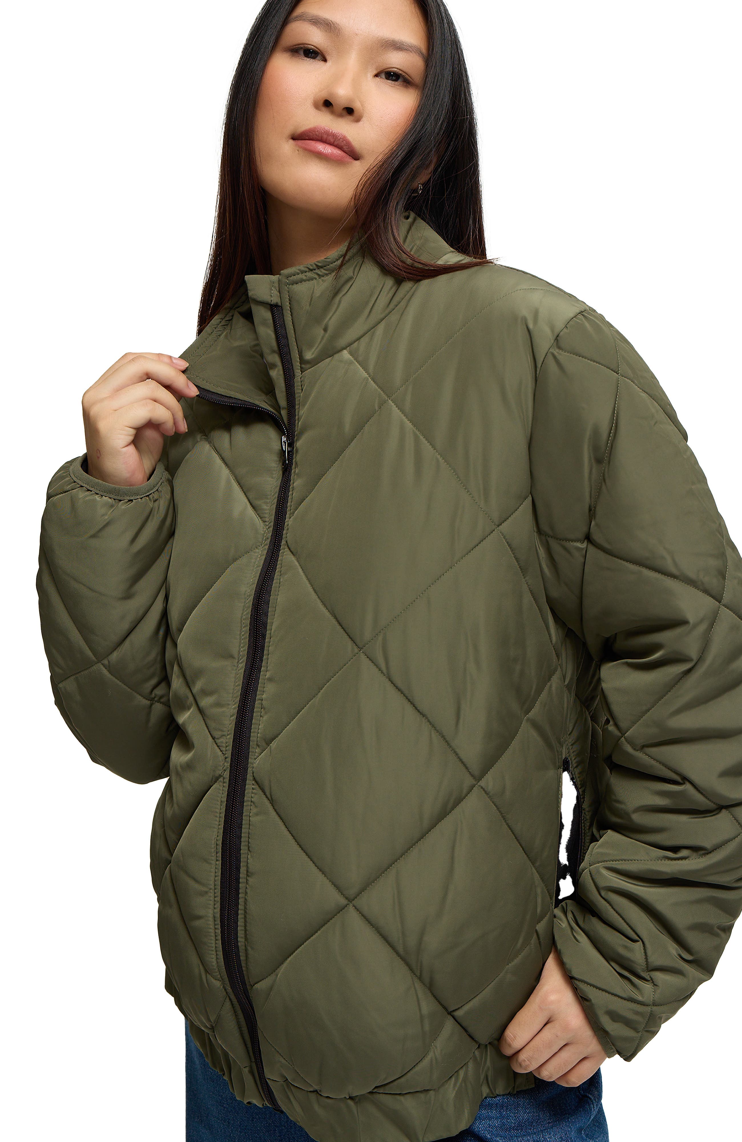 Ingrid & Isabel Expandable Raglan Maternity Puffer Jacket (Women ...
