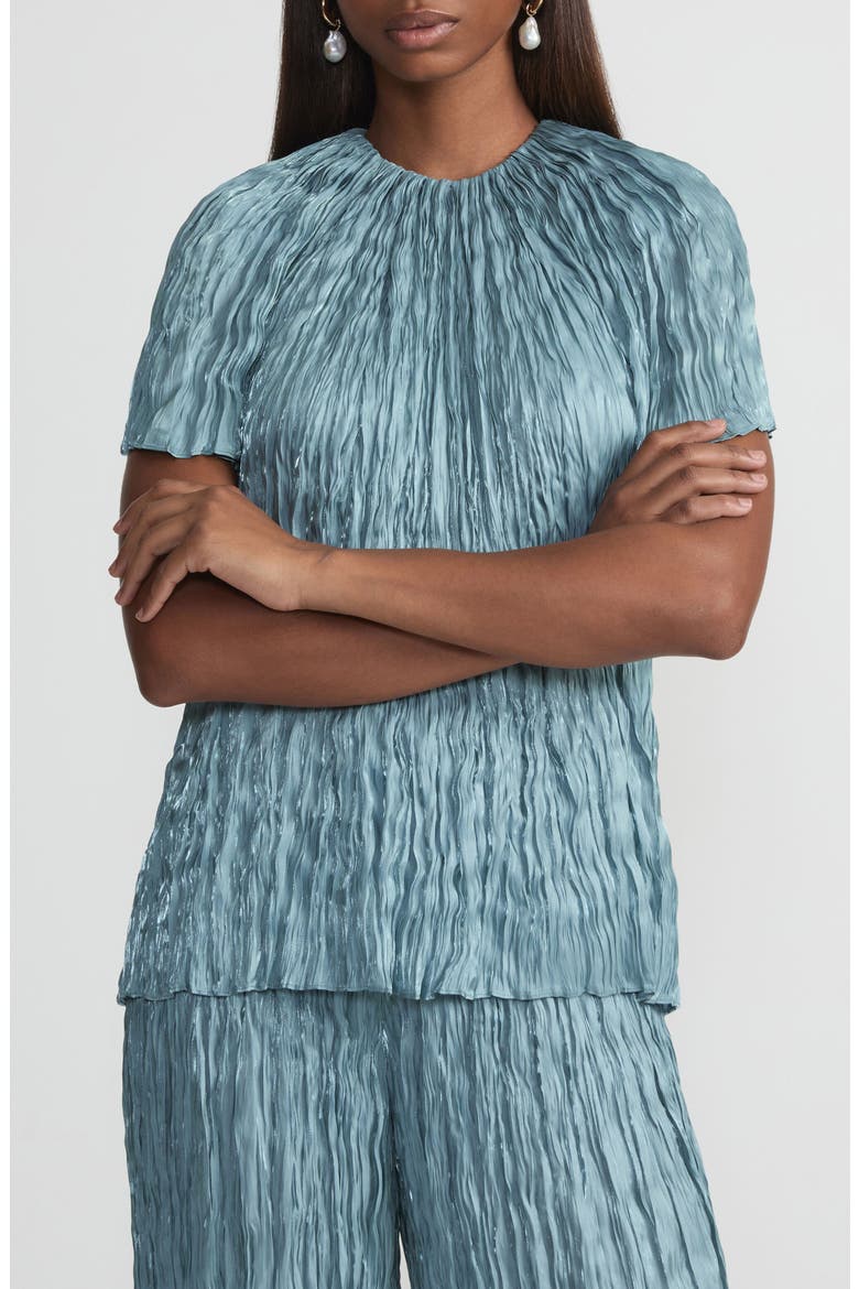 Plissé Top, Main, color, LAGOON GREEN