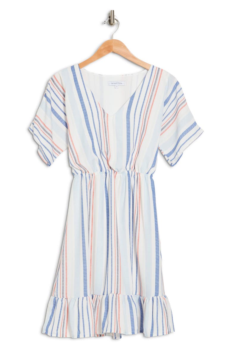V-Neck Stripe Kimono Sleeve Dress, Alternate, color, DENIM STRIPE