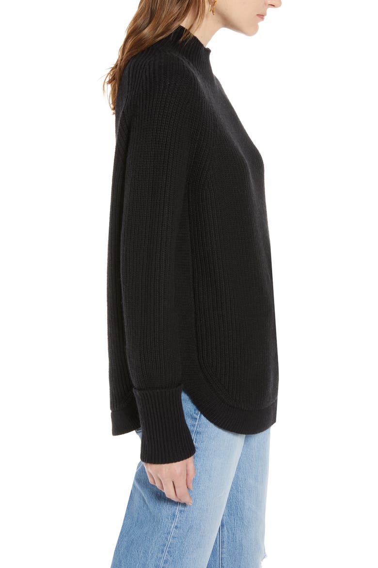 Mock Neck Sweater, Alternate, color, BLACK