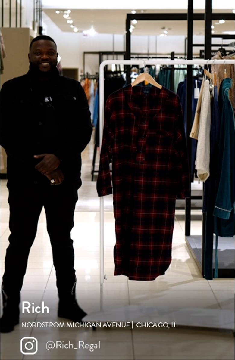 Fireside Plaid Cotton Flannel Nightshirt, sales video thumbnail