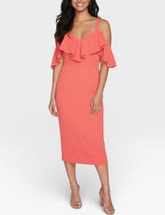 RACHEL Rachel Roy Marcella Off the Shoulder Ruffle Midi Dress