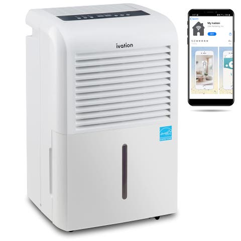 Smart Wi-Fi Dehumidifier with Pump, Hose Connector, and Wheels