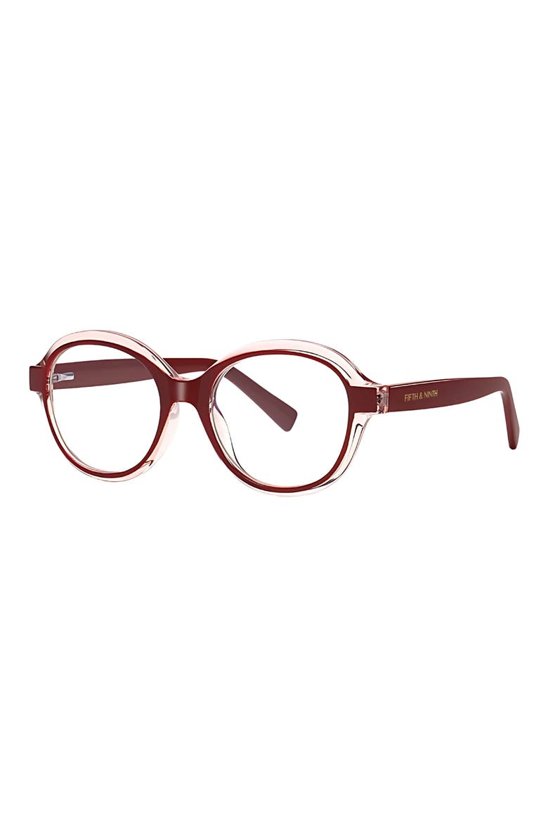 Hollis 50mm Round Blue Light Blocking Glasses, Alternate, color, CRANBERRY / CLEAR