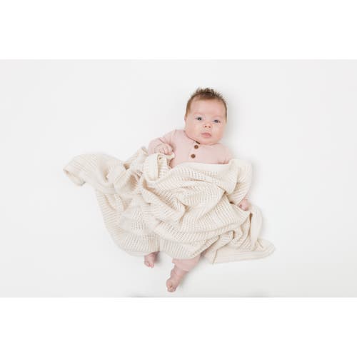 Lulujo Knitted Cellular Blanket In Oatmeal
