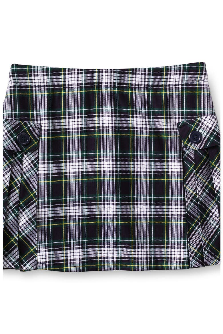 Girls Plus Side Pleat Plaid Skort Above the Knee, Alternate, color, White/Evergreen Plaid
