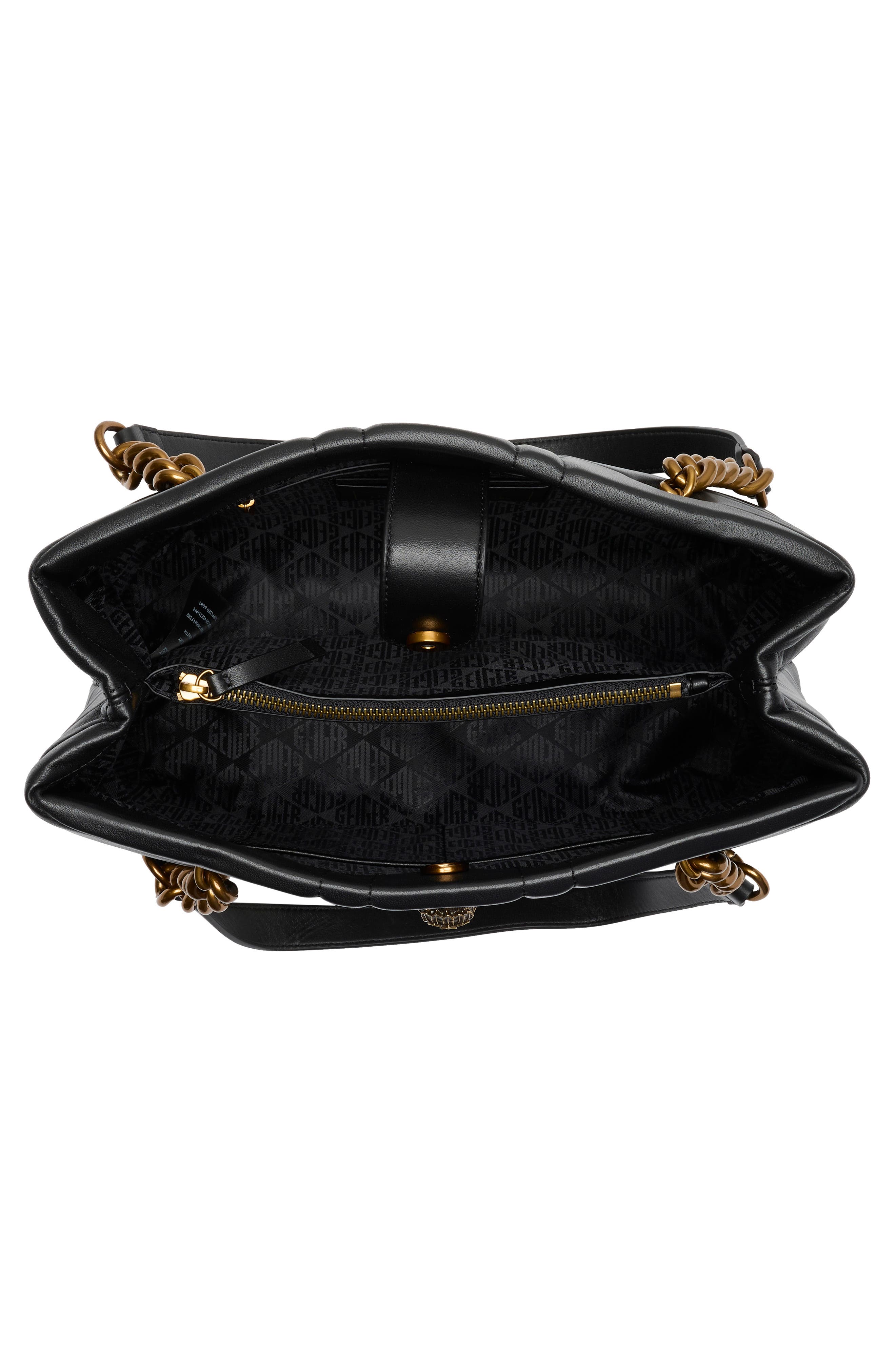 Kurt Geiger London Kensington Union Jack Leather Tote Bag, Alternate, color, Black