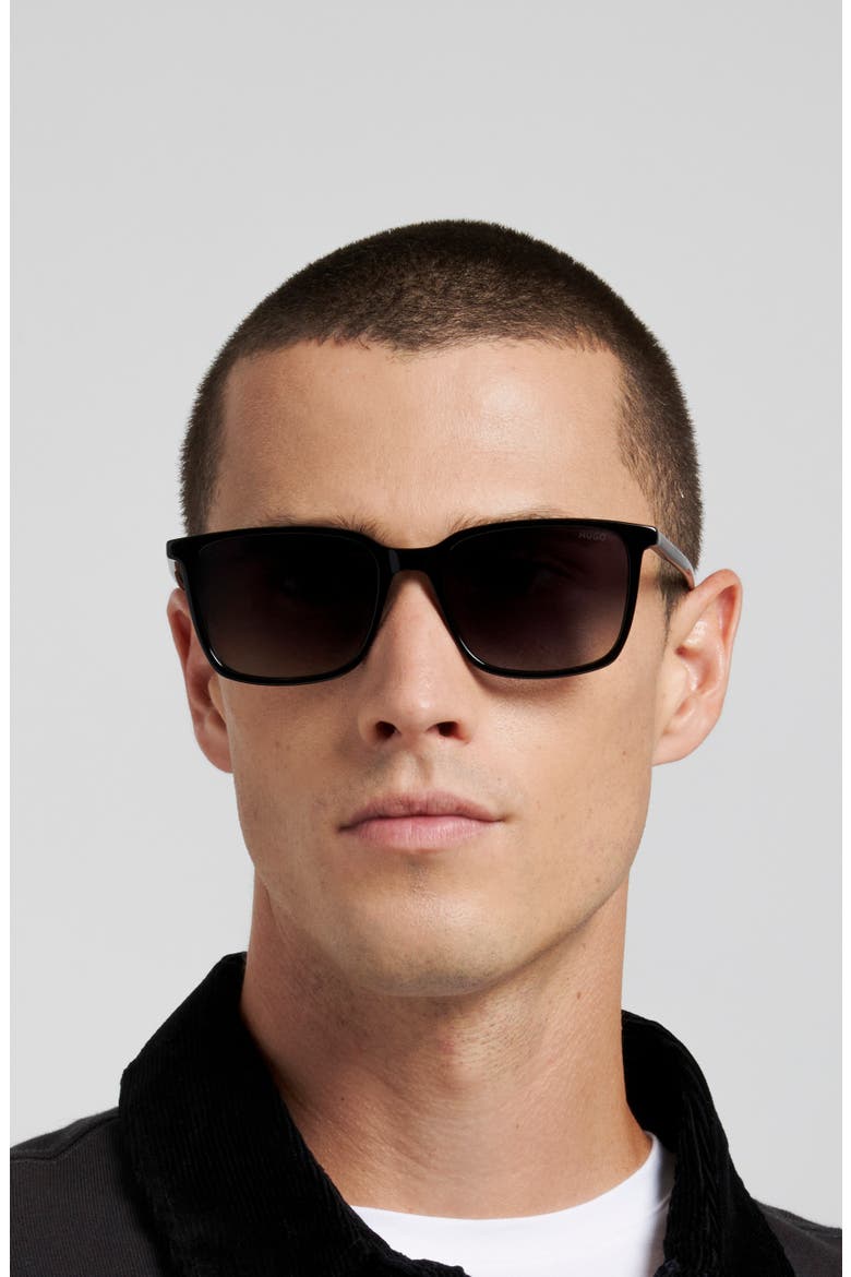 HG 1423/G/S 56mm Gradient Rectangular Sunglasses, Alternate, color, BLACK/ DARK GREY SF