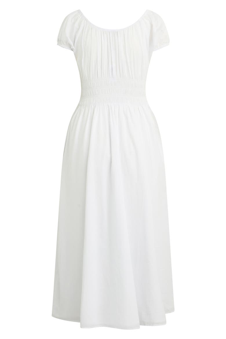 The Swoon Smocked Midi Dress, Alternate, color, WHITE