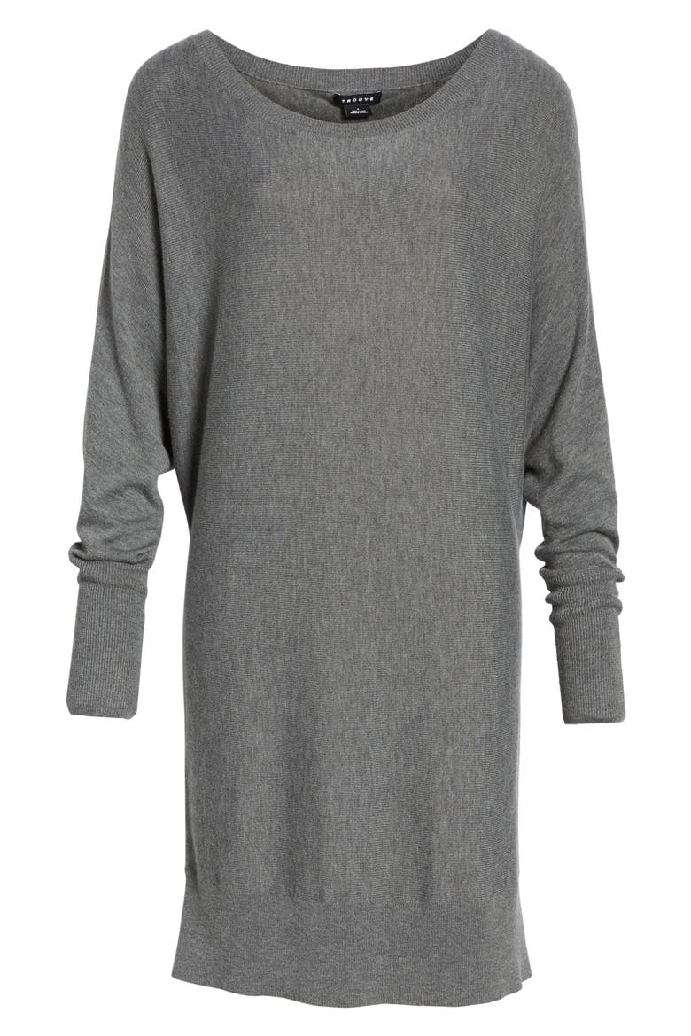 Off the Shoulder Sweater Tunic, Alternate, color, GREY DARK HEATHER