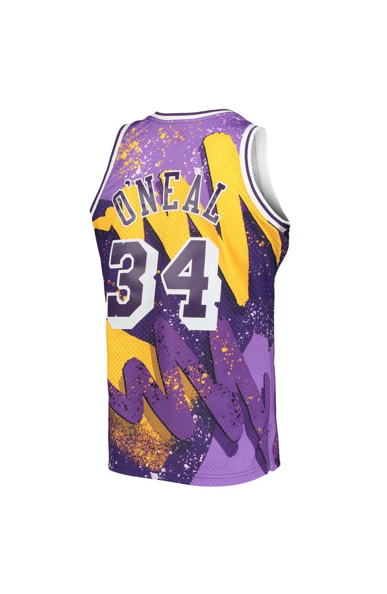 Mitchell & Ness Men's Mitchell & Ness Shaquille O'Neal Purple Los Angeles Lakers Hardwood Classics 1996/97 Hyper Hoops Swingman Jersey, Alternate, color, 