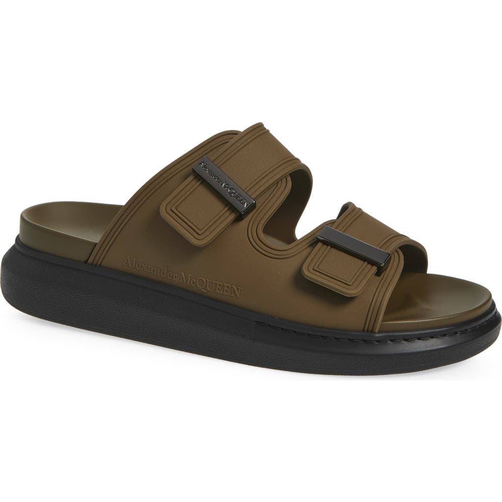 Alexander Mcqueen Mcqueen Oversized Hybrid Slide Sandal In Pewter Black Gunmetal