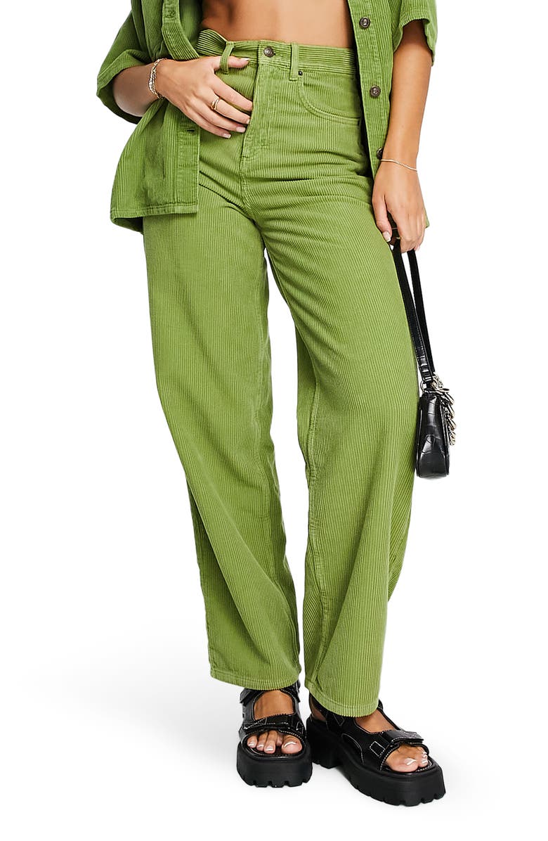 Topshop Baggy Cord High Waist Jeans, Main, color, 