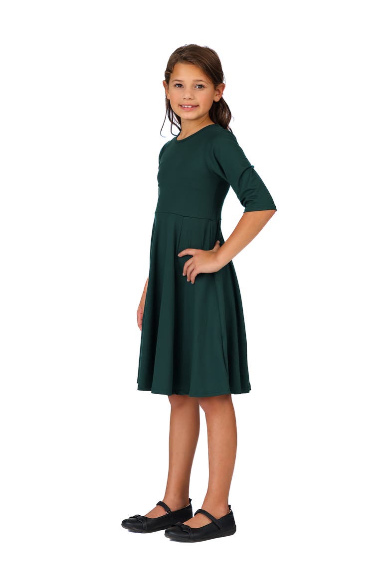 Knee Length Fit and Flare Comfortable Party Dress, Alternate, color, Hunter