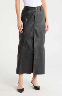 Asra Leather Maxi Skirt