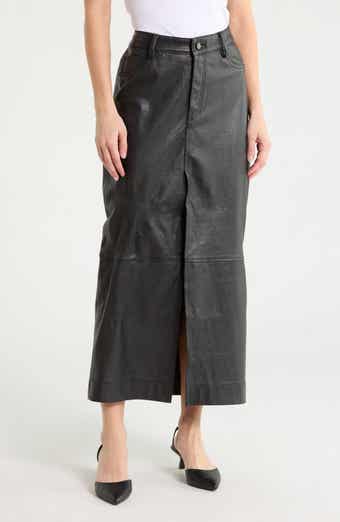 Asra Leather Maxi Skirt