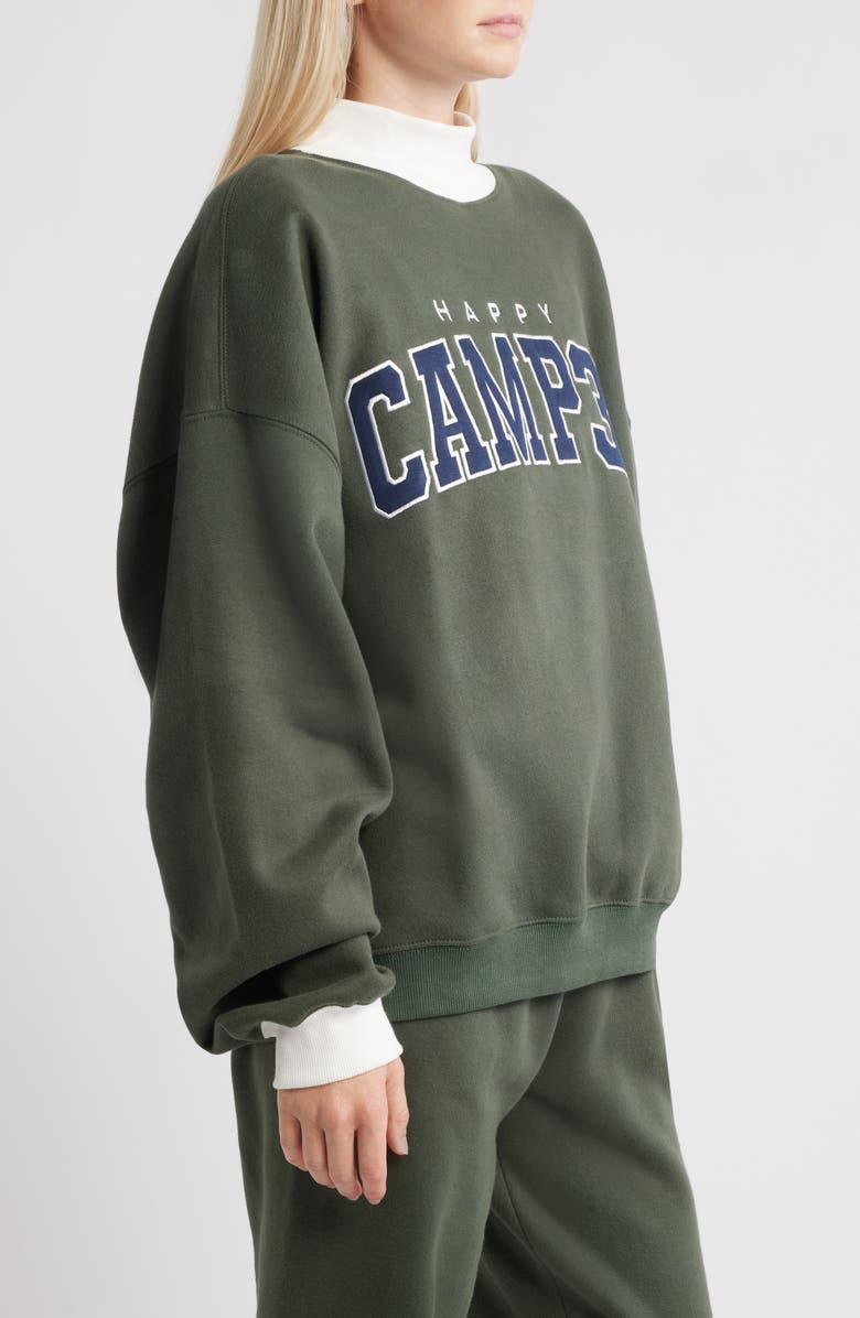 HAPPY CAMP3R Logo Appliqué Mock Neck Graphic Sweatshirt, Alternate, color, Olive