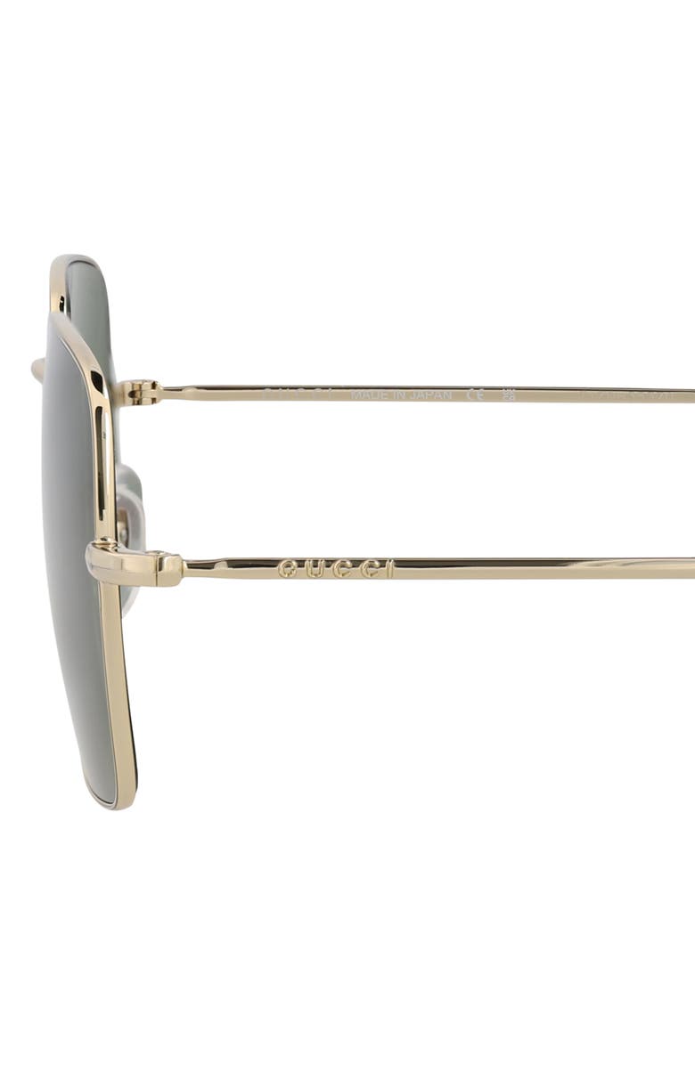 Gucci 54mm Square Sunglasses, Alternate, color, Gold Gold Green
