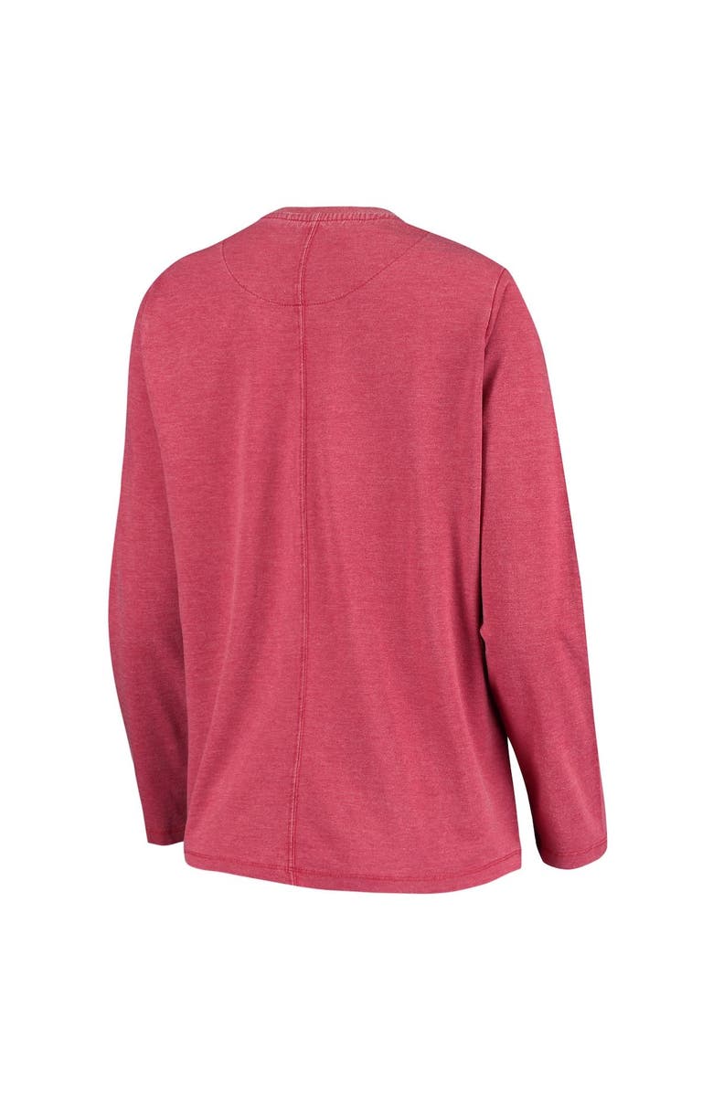 PRESSBOX Women's Pressbox Crimson Oklahoma Sooners Tonal Block Vintage Wash Long Sleeve T-Shirt, Alternate, color, 