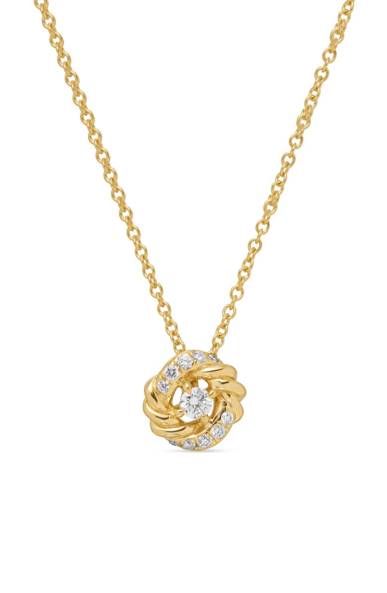 David Yurman Petite Infinity Pendant Necklace in 18K Gold with Diamonds, Main, color, Diamond/ Yellow Gold