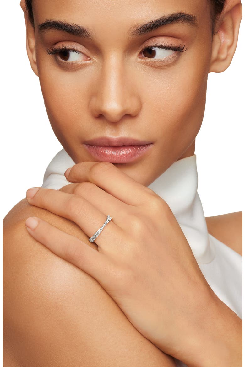 DY Crossover® Micro Pavé Band Ring in Platinum with Diamonds, Alternate, color, PLATINUM