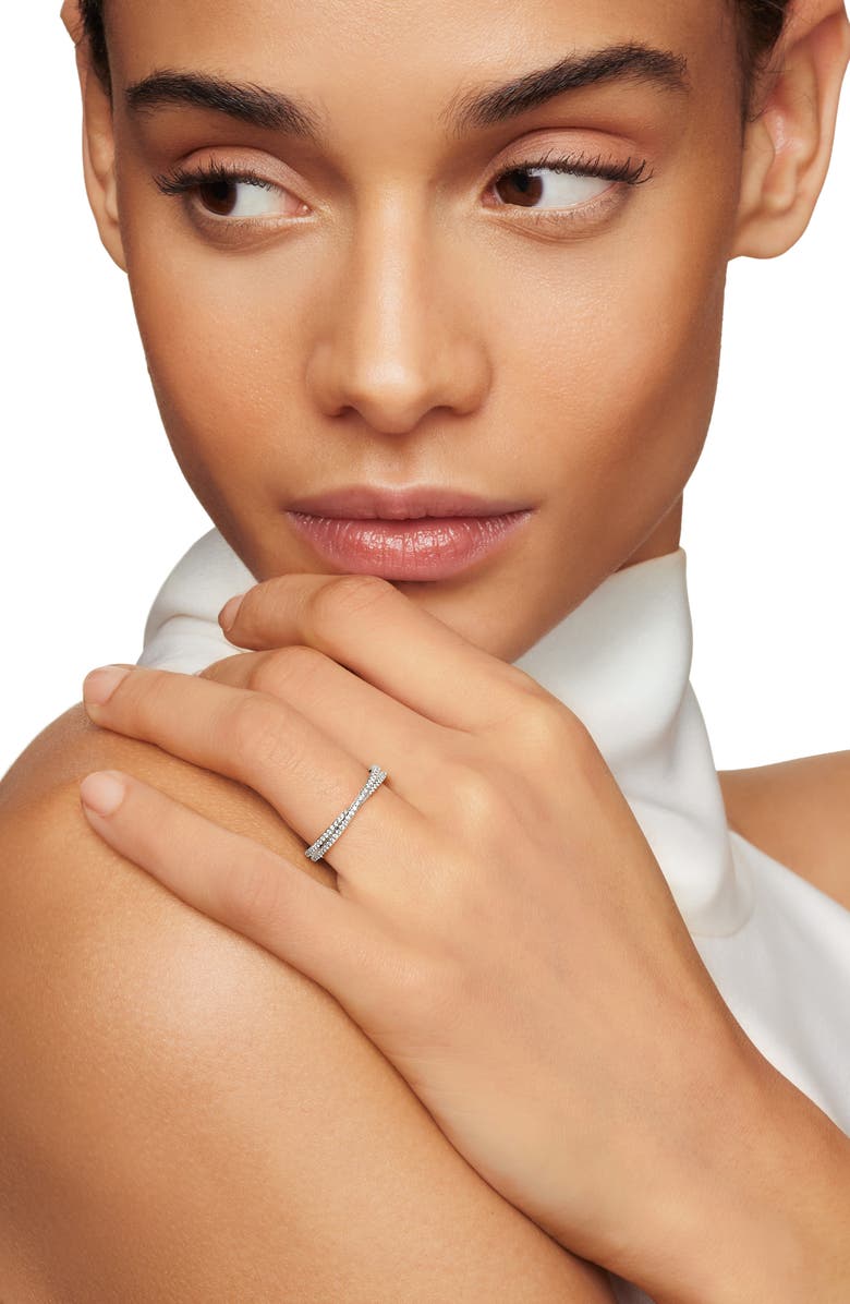 David Yurman DY Crossover<sup>®</sup> Micro Pavé Band Ring in Platinum with Diamonds, Alternate, color, Platinum