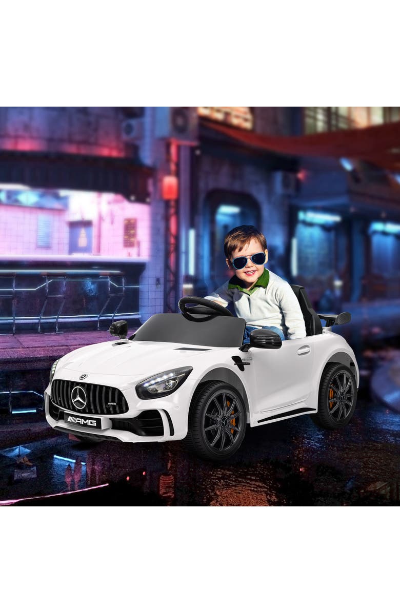 Qaba Mercedes-Benz AMG GTR 12V Kids Ride on Car with Remote Control, Alternate, color, White