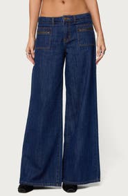 EDIKTED Jimena Low Rise Wide Leg Jeans