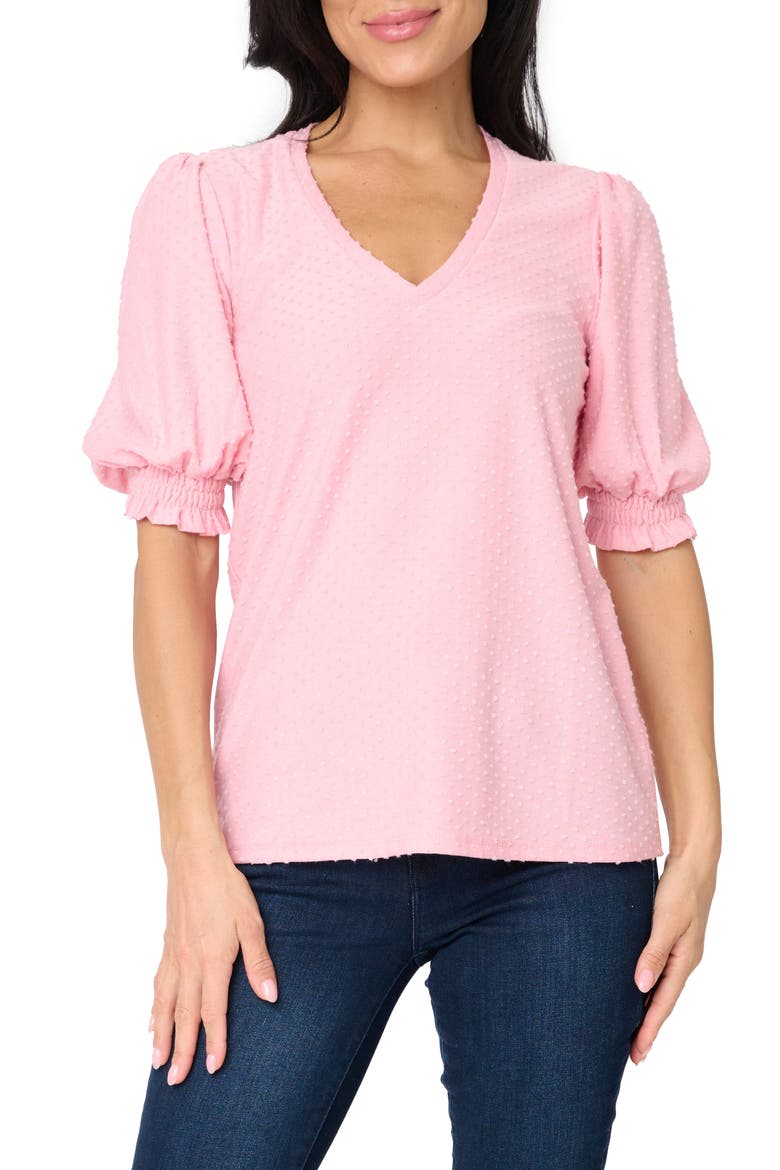 Clip Dot Puff Sleeve Top, Main, color, BLUSH PINK