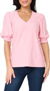 GIBSONLOOK Clip Dot Puff Sleeve Top