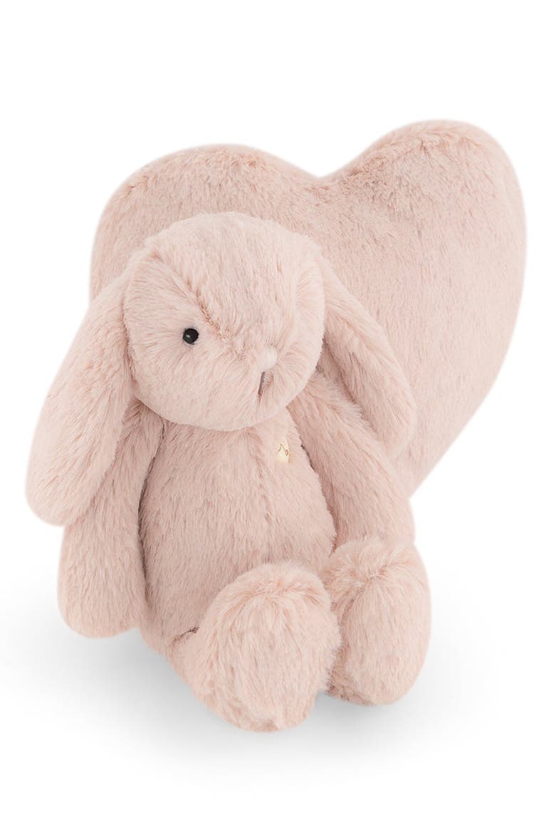 Snuggle Bunnies Stuffed Animal Bunny and Heart Pouch Set in Rose 