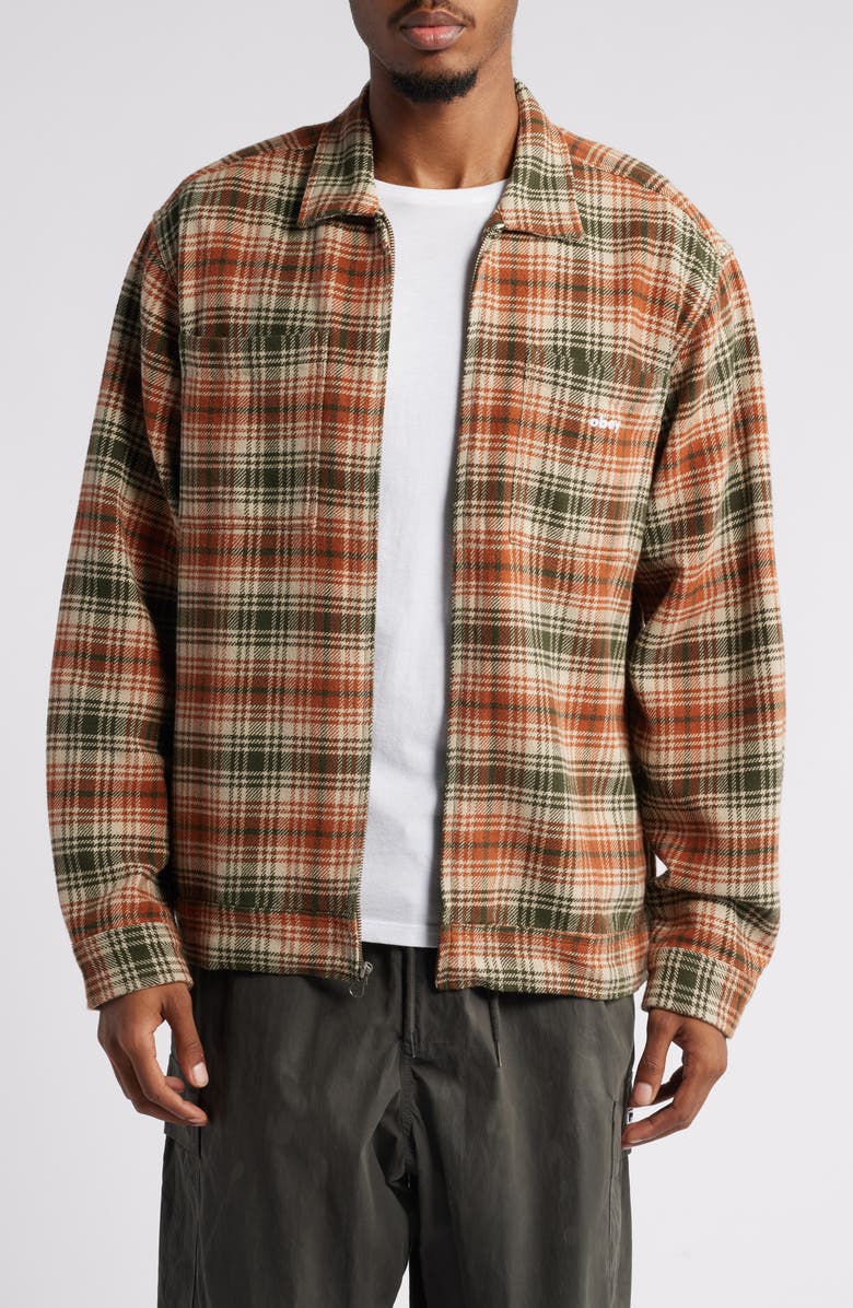 Obey Alton Plaid Zip-Up Shirt Jacket, Main, color, 