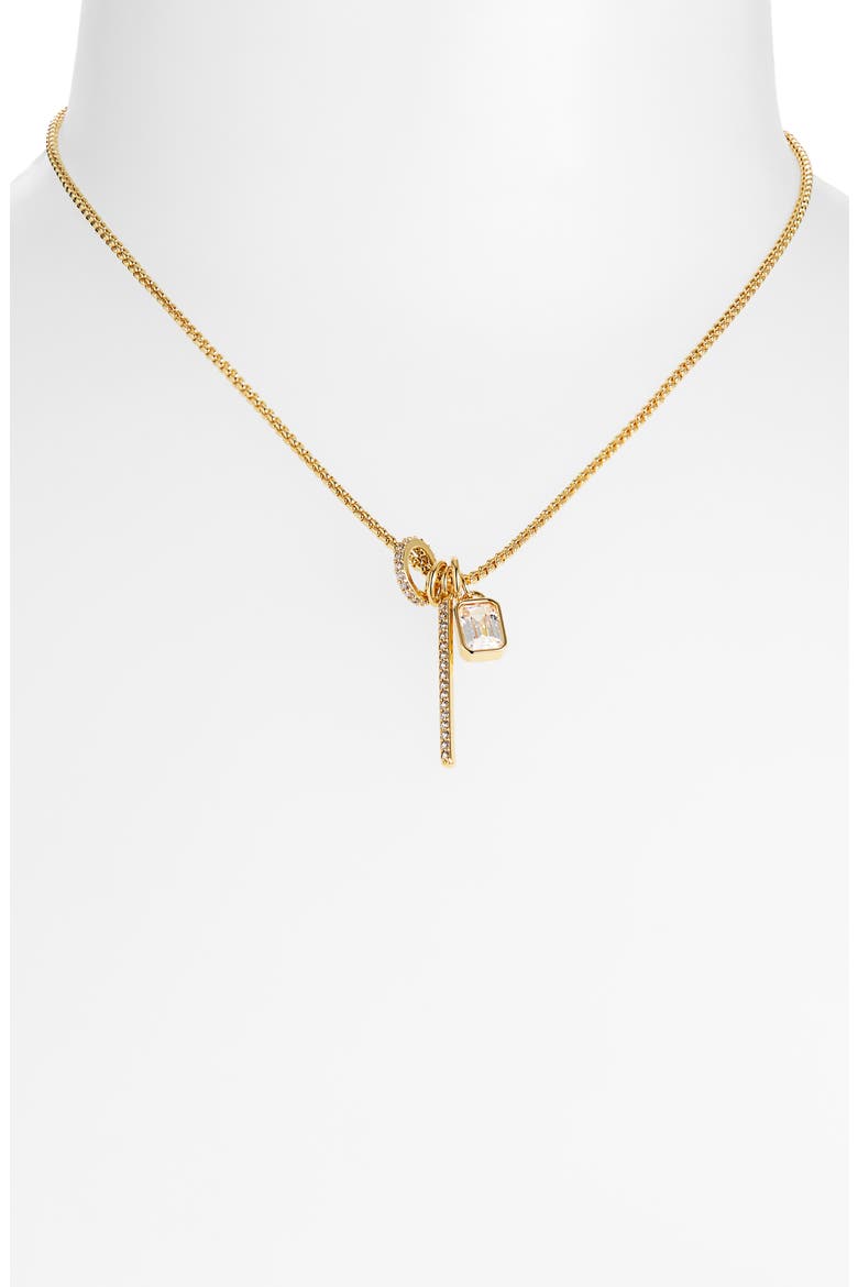 Pavé Charm Cluster Necklace, Alternate, color, CLEAR- GOLD