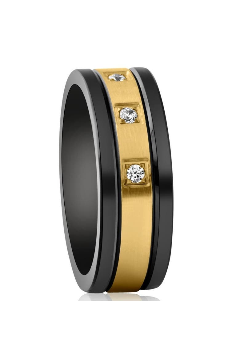 Men's Black & Gold Plated Tungsten 8mm Lab Grown Diamond Wedding Band, Alternate, color, Tungsten