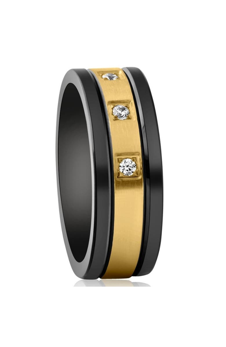 Bliss Diamond Men's Black & Gold Plated Tungsten 8mm Lab Grown Diamond Wedding Band, Alternate, color, Tungsten